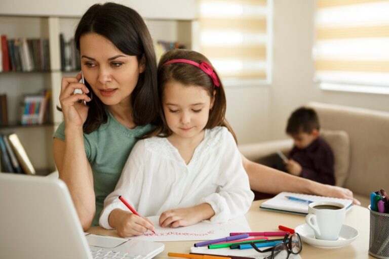 A busy mom getting insurance support from MindWay ABA therapy in Carmel, Indiana.
