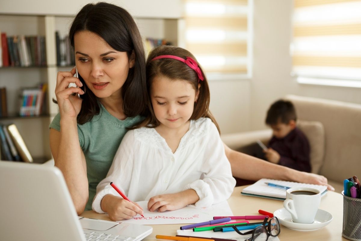 A busy mom getting insurance support from MindWay ABA therapy in Carmel, Indiana.