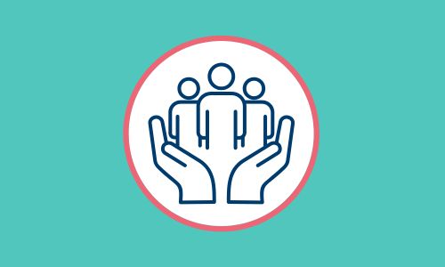 Open hands gently holding three figures, symbolizing care, safety, and community support for families affected by autism in Carmel, Indiana.