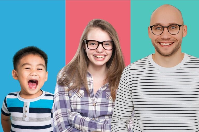 Smiling child, teen, and adult representing MindWay’s compassionate mental health and autism services in Carmel, Indiana.